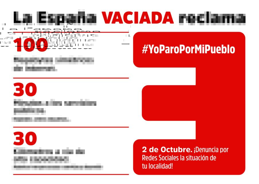 La España Vaciada exige equilibrio territorial con el Plan 100/30/30 en el ‘Yo paro por mi pueblo’ del 2 de octubre
