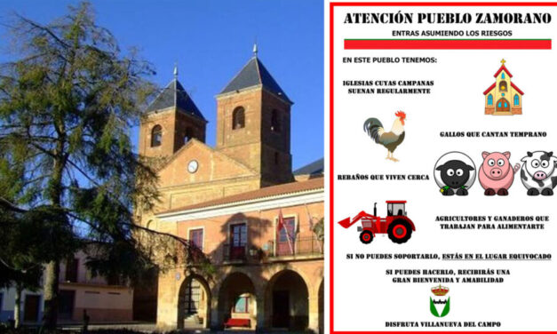 División de opiniones en Villanueva del Campo en torno a un cartel de defensa de las costumbres del medio rural