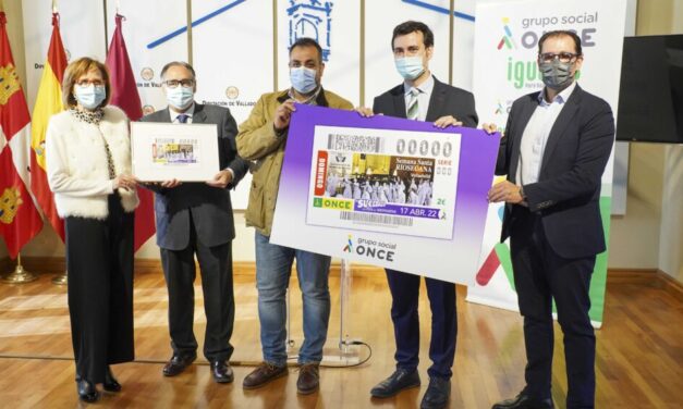 La Diputación de Valladolid presenta el Cupón de la ONCE dedicado a la Semana Santa de Medina de Rioseco