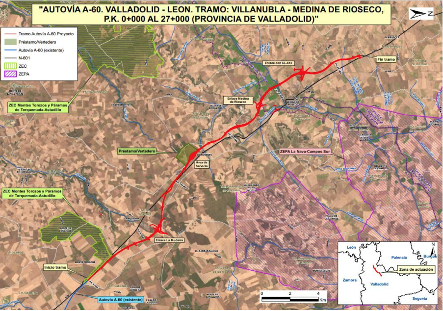 Mitma aprueba el expediente de información pública de los proyectos de la autovía A-60 entre Villanubla y Medina de Rioseco