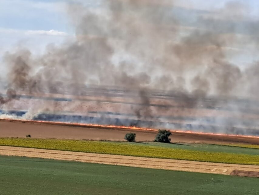 Declarado un incendio en tierras de Montealegre que avanza hacia Villerías